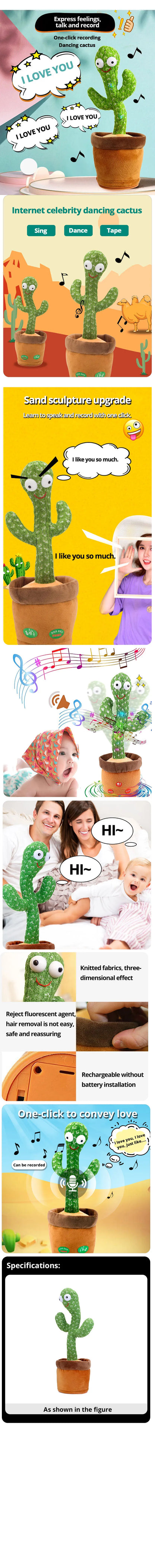 Dancing Cactus Toy – Talking, Singing & Wiggling Plush