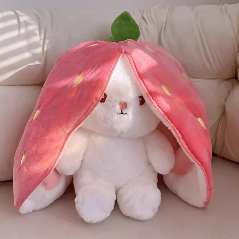 Rabbit Plush Toy – Strawberry Carrot Bunny Plush Doll 25cm