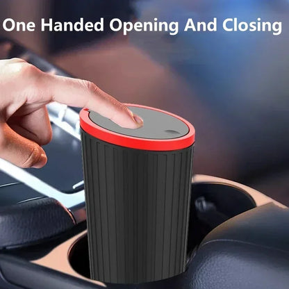 Car Trash Bin – Mini Auto Garbage Can with Lid & Storage Organizer