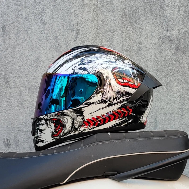 Full Face Motorcycle Helmet DOT Dual Visor Racing Helmet