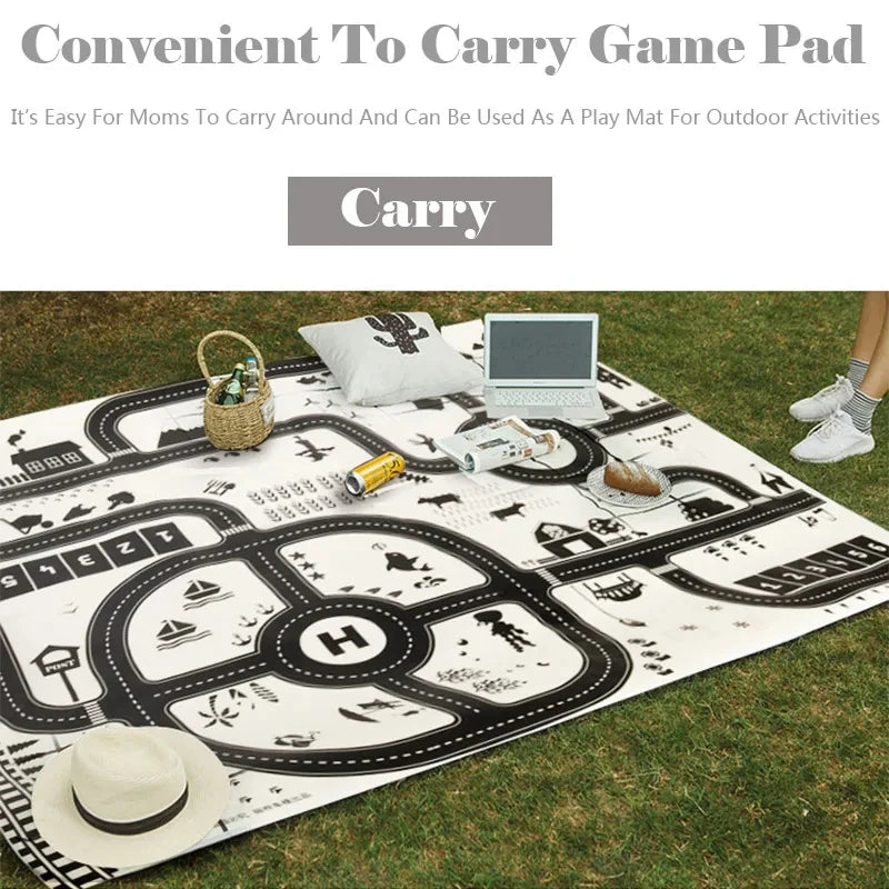 City Parking Lot Play Mat for Kids – Road Map Car Track & Educational Toy