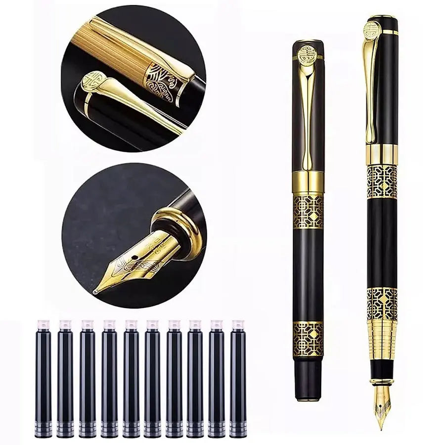 Metal Fountain Pen with Replaceable Ink Cartridges