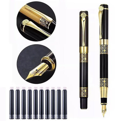 Metal Fountain Pen with Replaceable Ink Cartridges