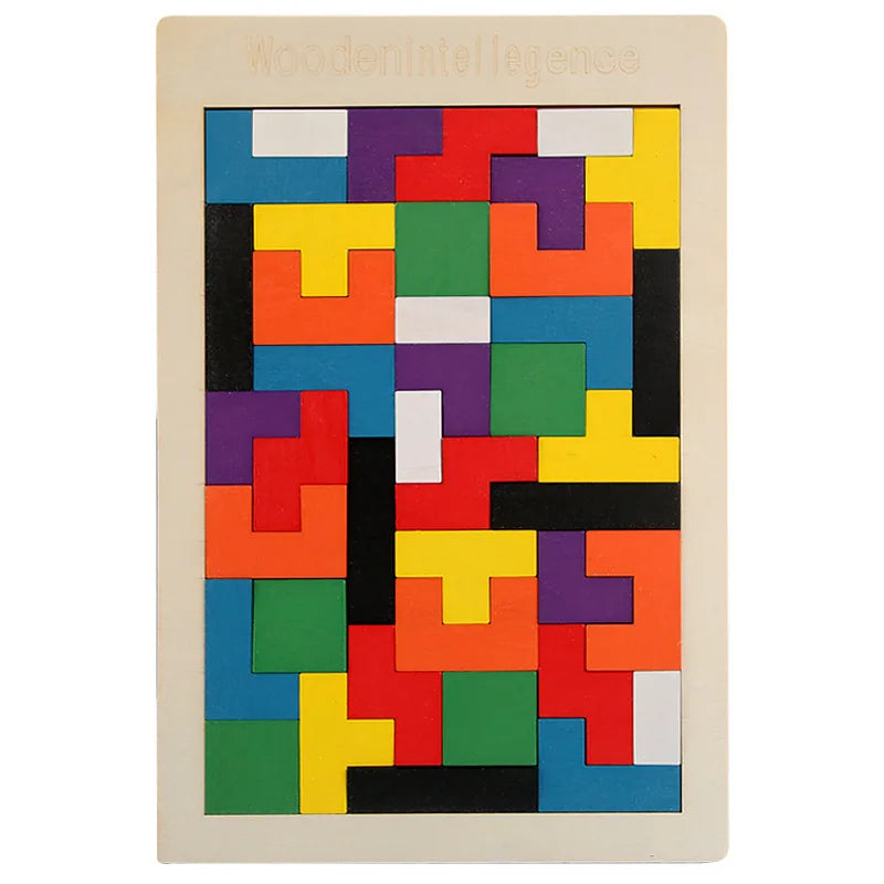 Wooden Tangram Puzzle Montessori Geometric Learning Blocks