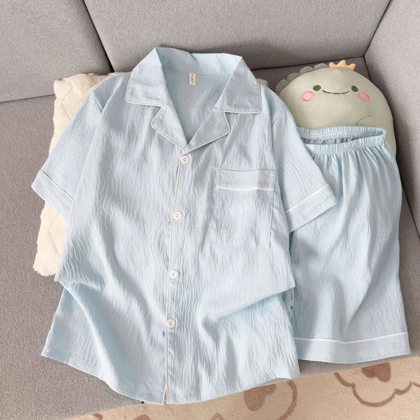 Men's Slim Fit Pajama Set Short Sleeve Summer Loungewear