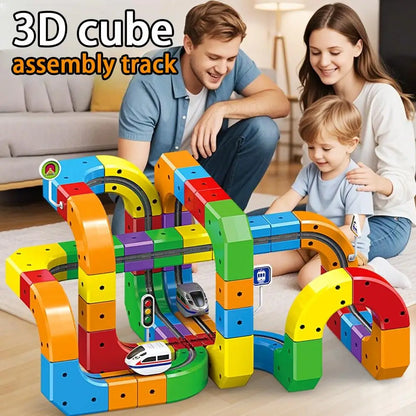 Train Track Building Set – 3D Cube Track