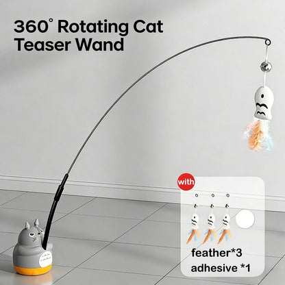 Cat Teaser Wand with Bell & Feather – Interactive Toy