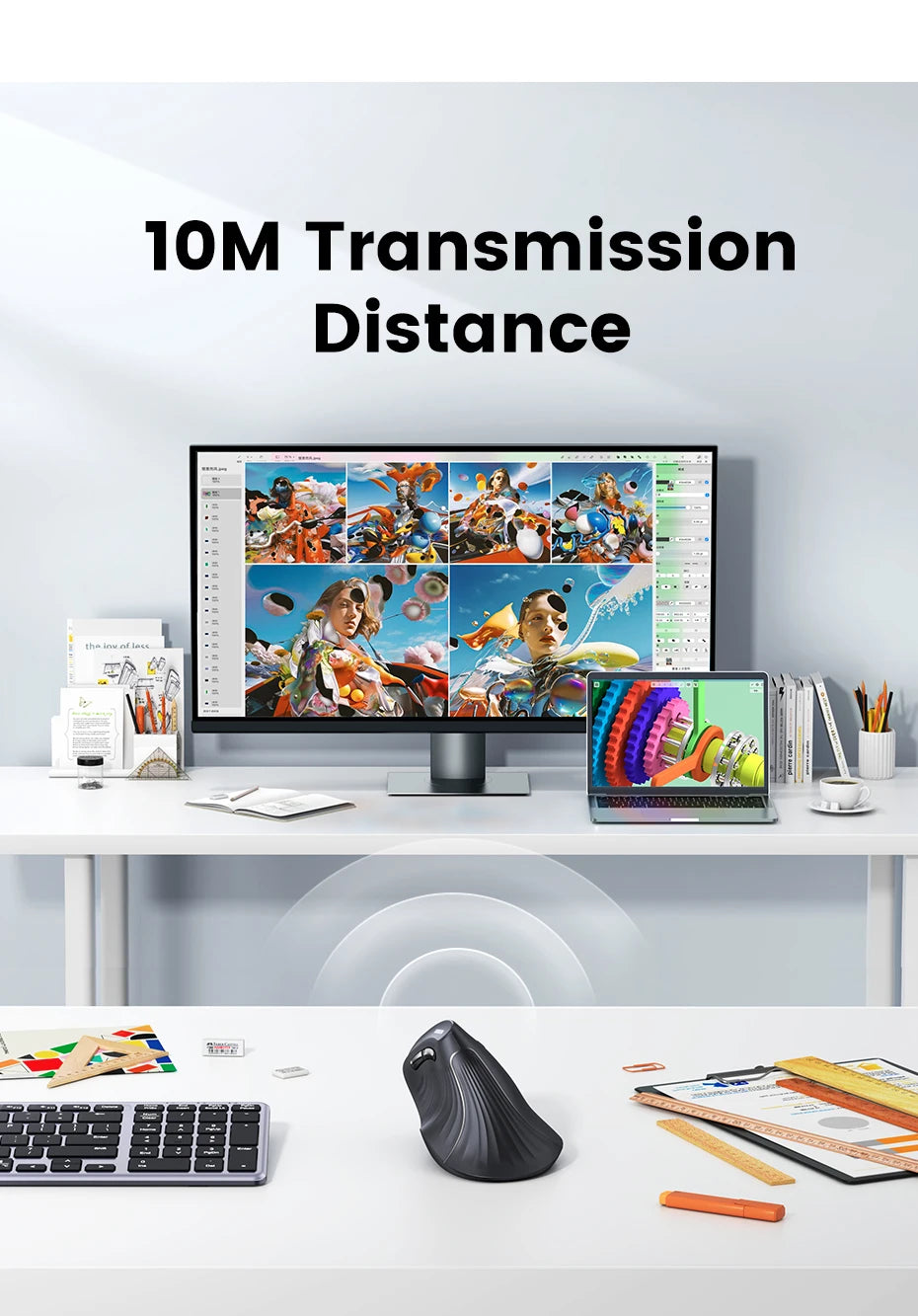 MU008 Vertical Wireless Mouse – Ergonomic Bluetooth & 2.4G Mouse with 4000 DPI