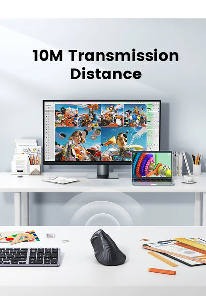 MU008 Vertical Wireless Mouse – Ergonomic Bluetooth & 2.4G Mouse with 4000 DPI