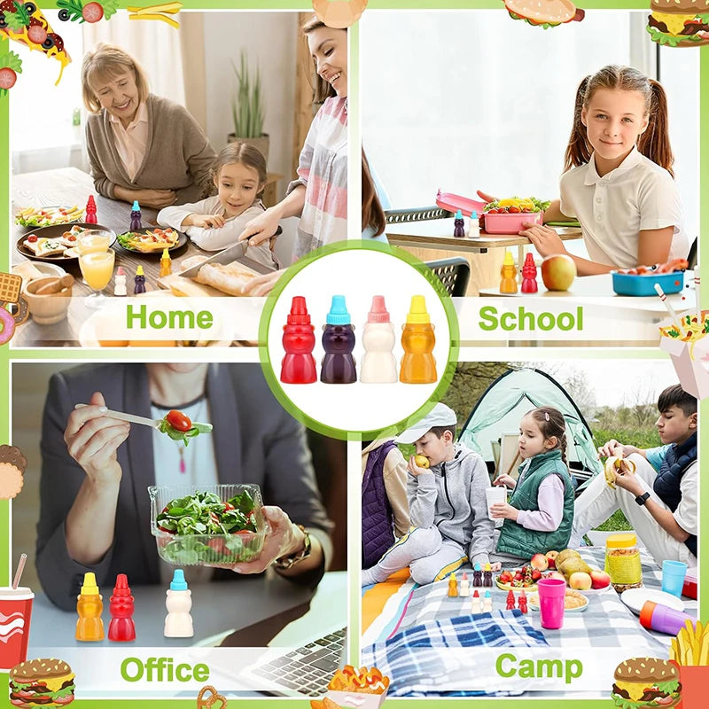 Mini Condiment Squeeze Bottles – Portable Sauce Containers for Lunch Boxes