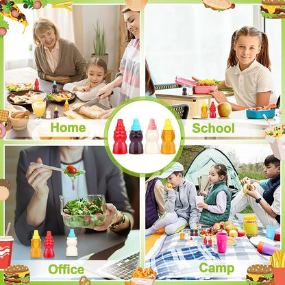 Mini Condiment Squeeze Bottles – Portable Sauce Containers for Lunch Boxes