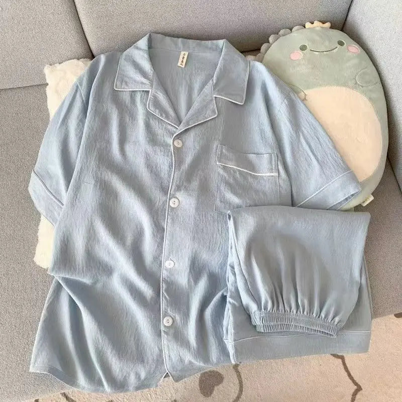 Men's Slim Fit Pajama Set Short Sleeve Summer Loungewear
