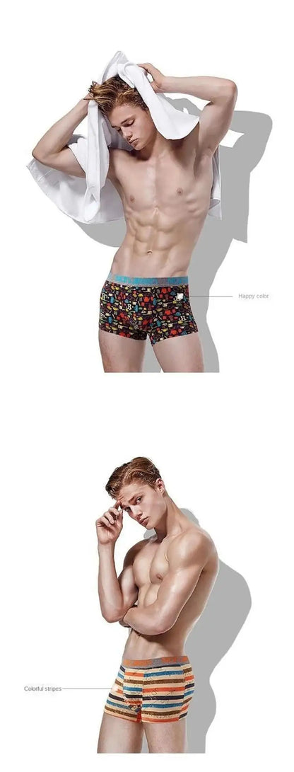 Men's Cotton Boxer Shorts 4PCS Breathable Printed Underwear