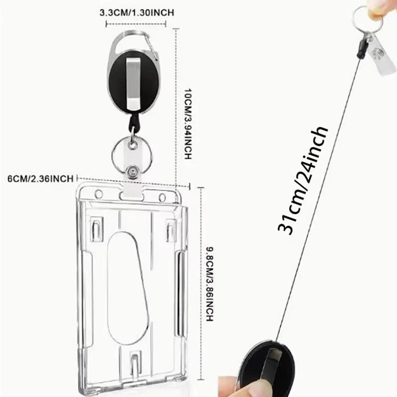 Retractable ID Card Holder Transparent Badge Holder Case