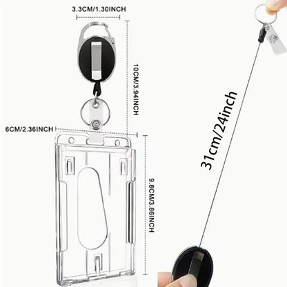 Retractable ID Card Holder Transparent Badge Holder Case