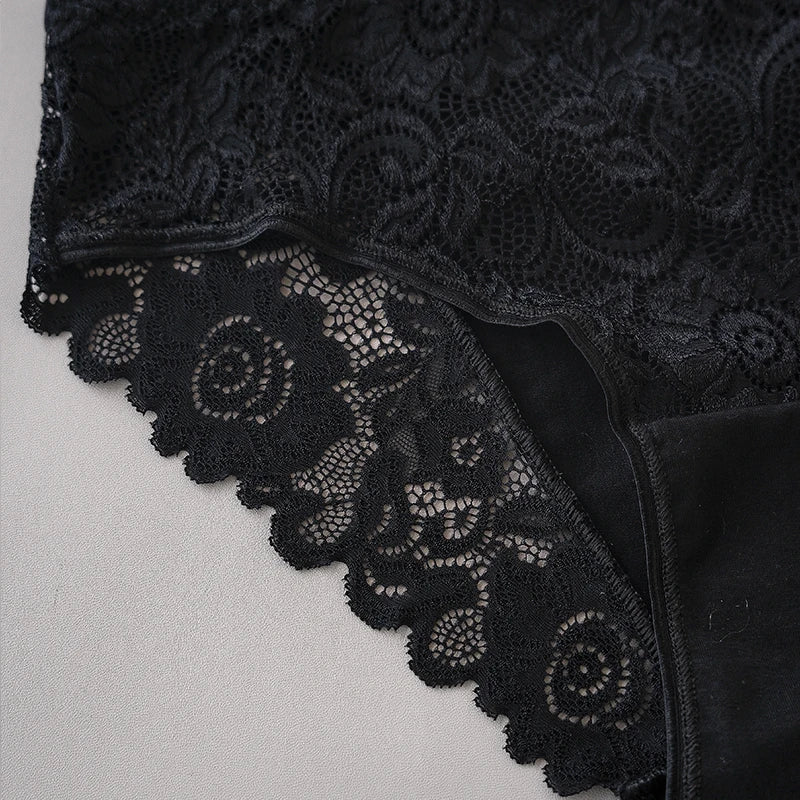 Lace Cotton Panties 3PCS Floral Embroidered Women's Briefs