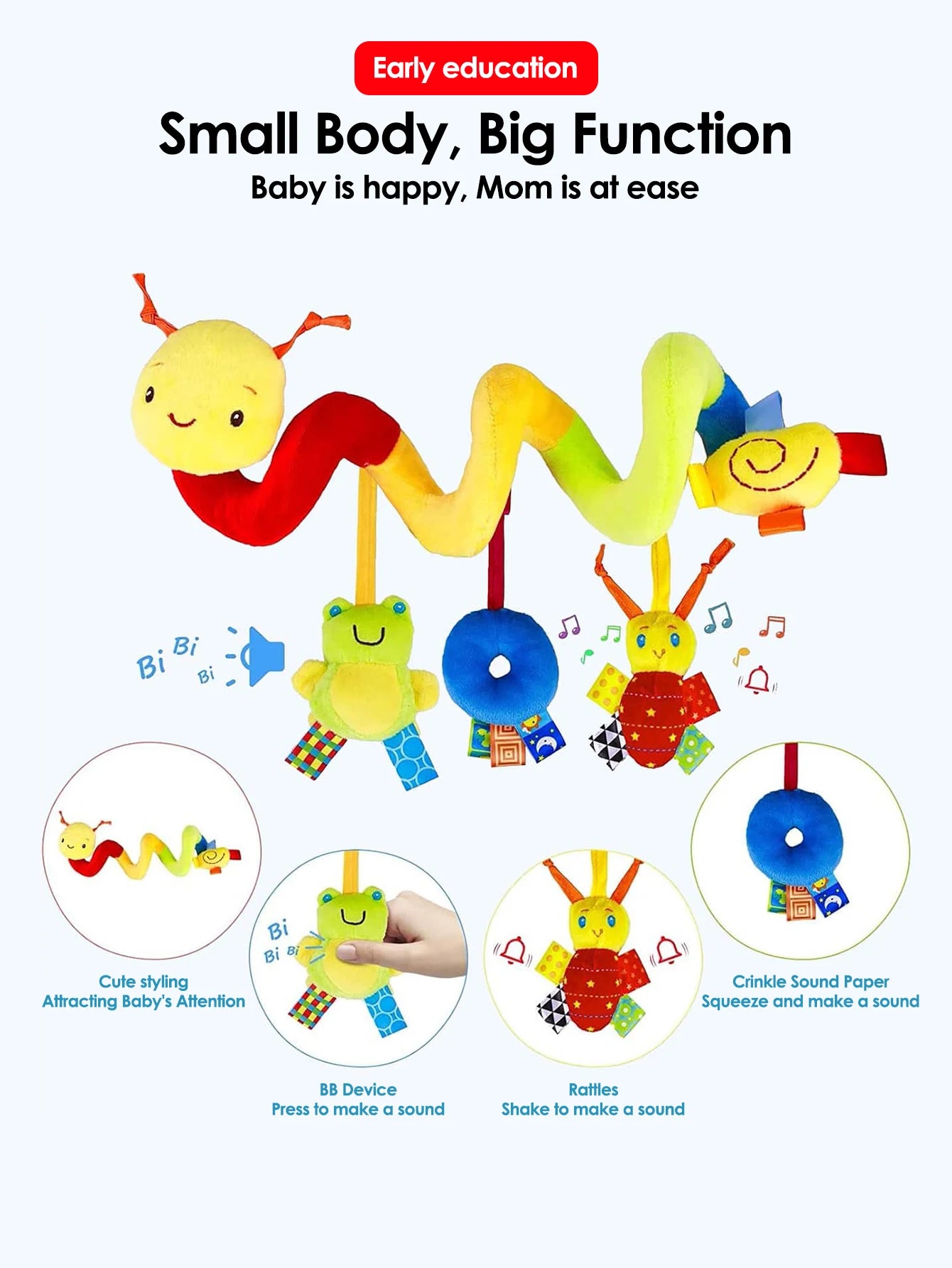 Soft Giraffe Plush Baby Rattle Hanging Toy