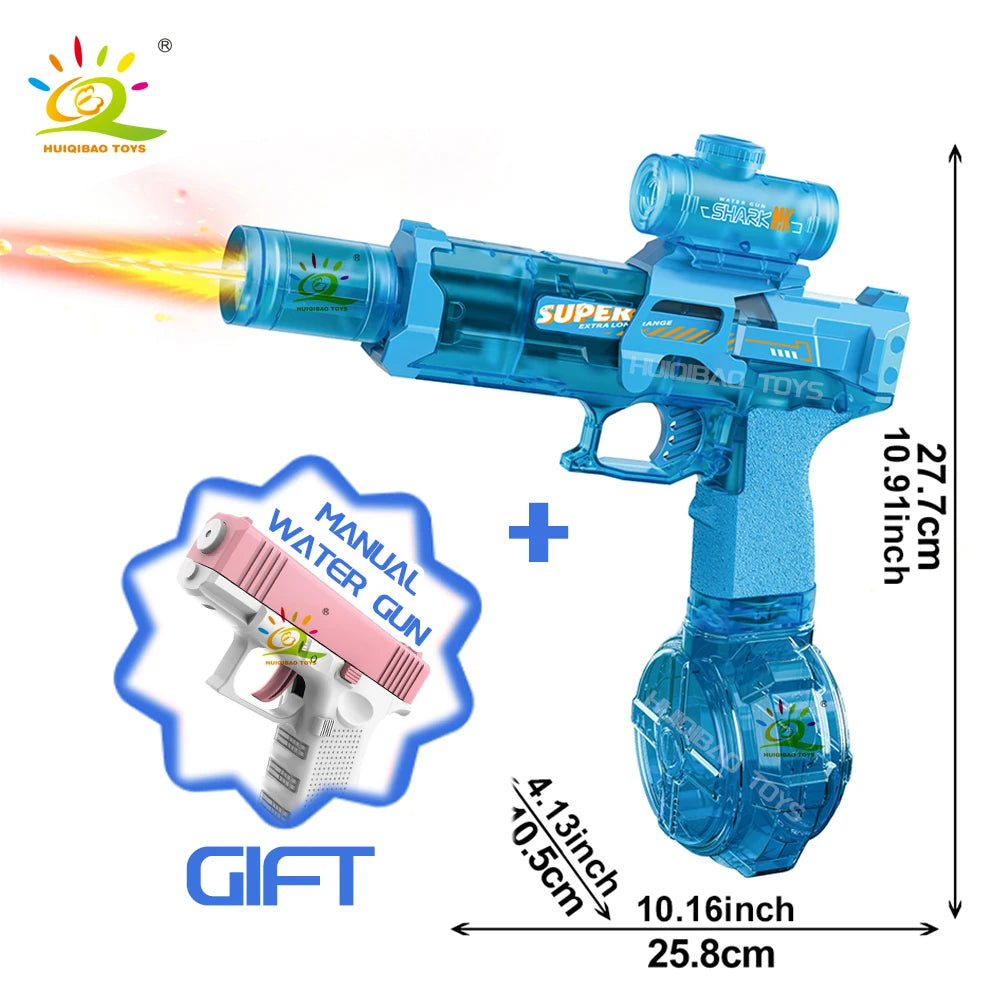 A rechargeable water blaster made for exciting pool, beach, and outdoor water games.