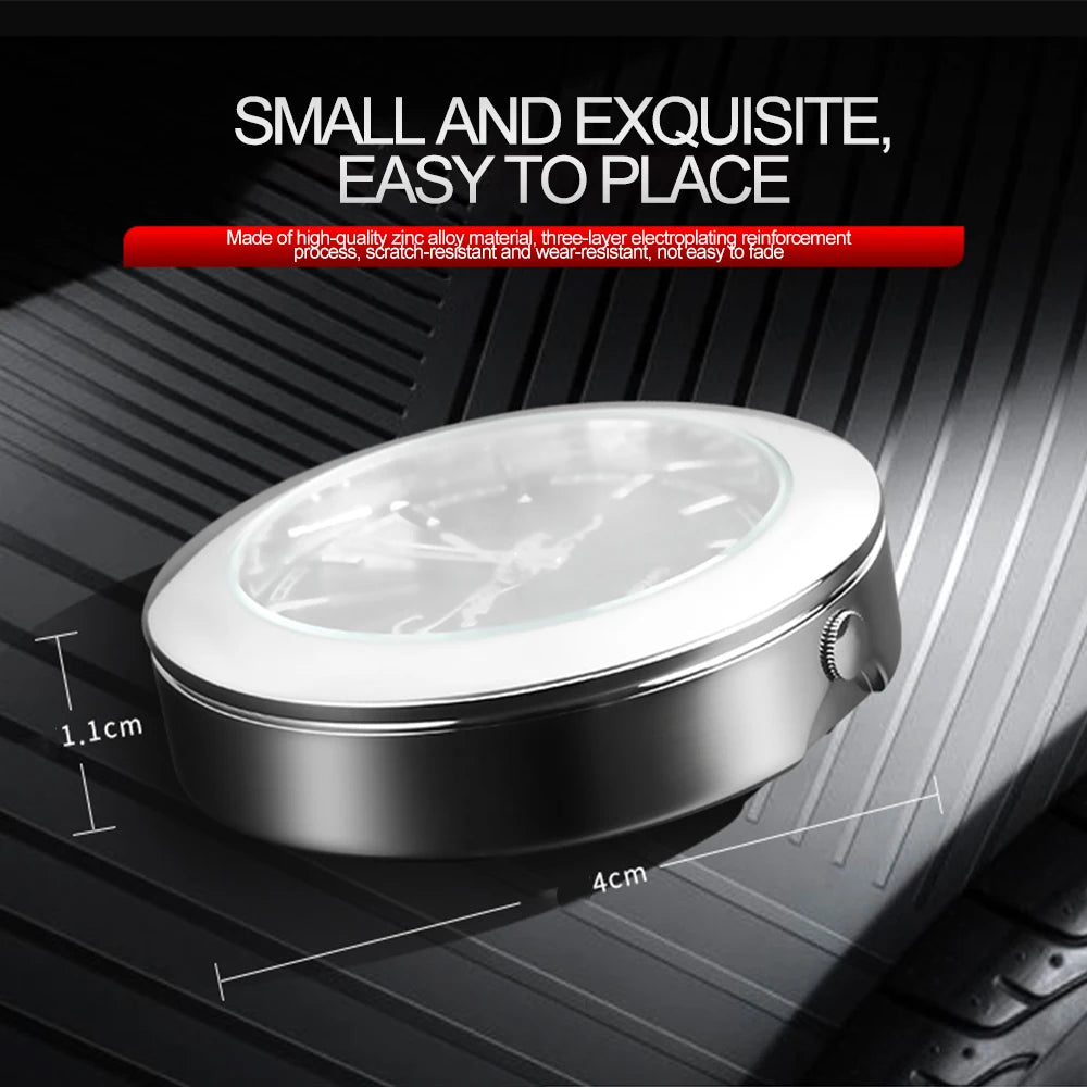Mini Car Clock – Luminous Quartz Dashboard & Air Vent Clock