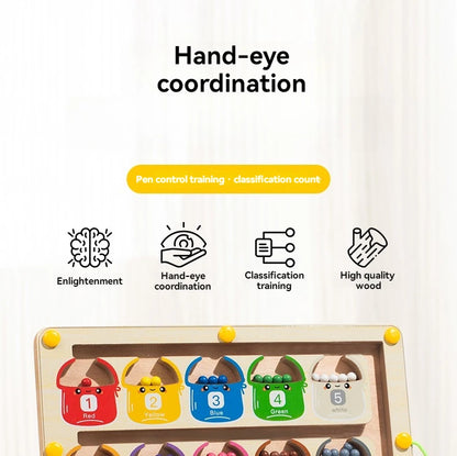 Wooden Magnetic Color Number Maze with Drawing Board