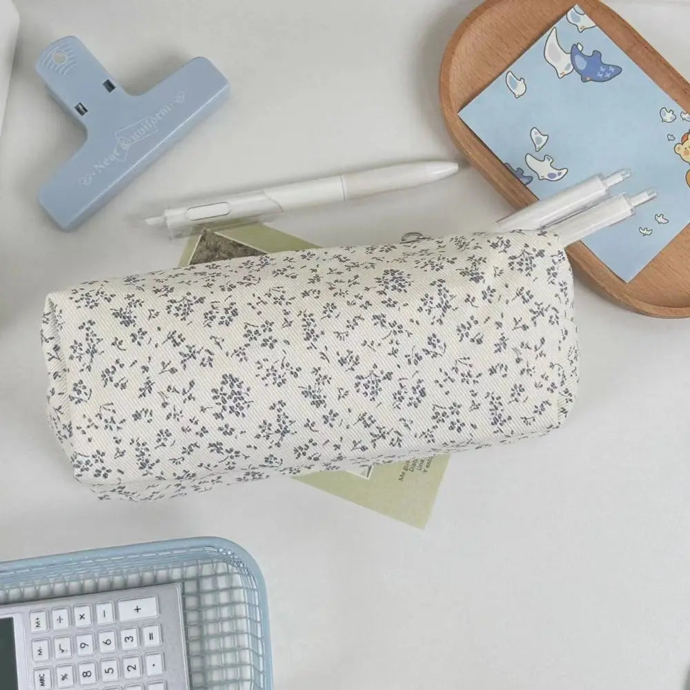 Floral Pencil Case Large Capacity Canvas Pen Bag