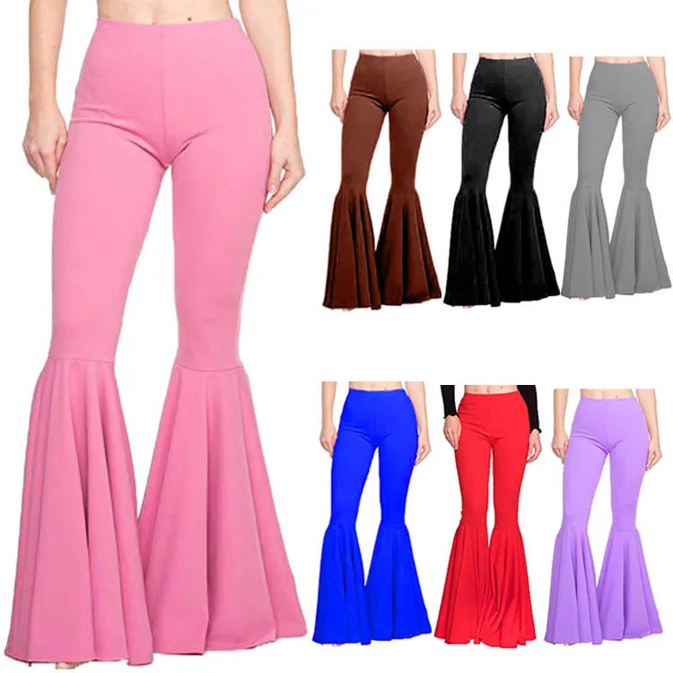 High Waisted Wide Leg Pants for Women Stretch Bell Bottom Trousers