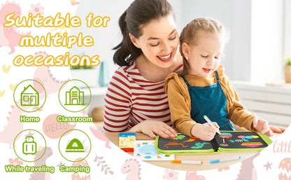 Reusable Doodle Book for Kids with 12 Watercolor Pens
