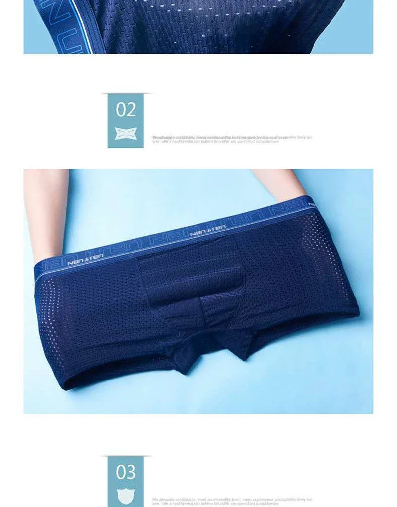 Men's Ice Silk Boxer Shorts 4PCS Breathable Mesh Underwear