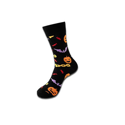 1/8 Pairs Unisex Halloween Printed Mid Tube Socks Fashionable Skull Pumpkin Sweat Absorbing Breathable All Season Casual Socks