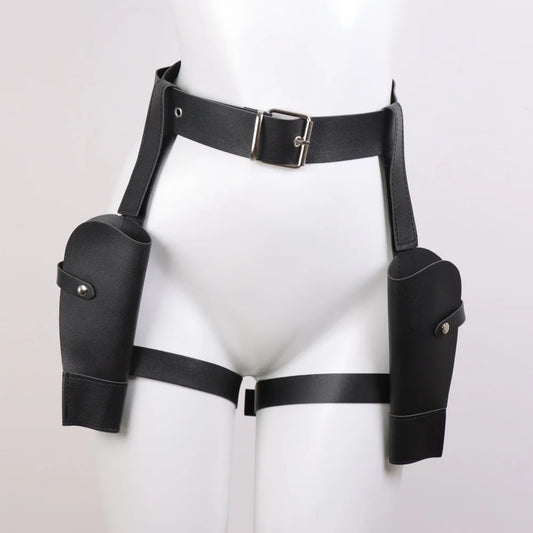 1PC Western Gun Holster - Adjustable Cowboy Belt with Double Revolver Holder, Cosplay and Halloween Costume Accessory
