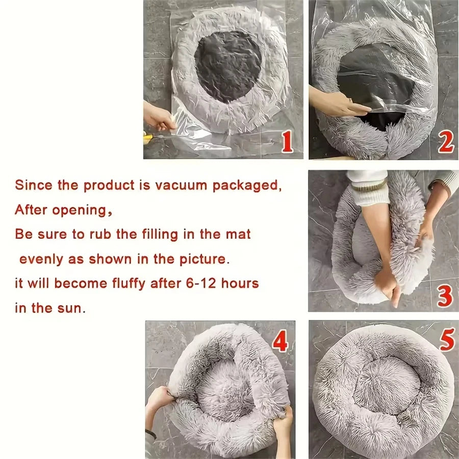 Donut Cat Bed – Plush Washable Round Pet Bed for Dogs