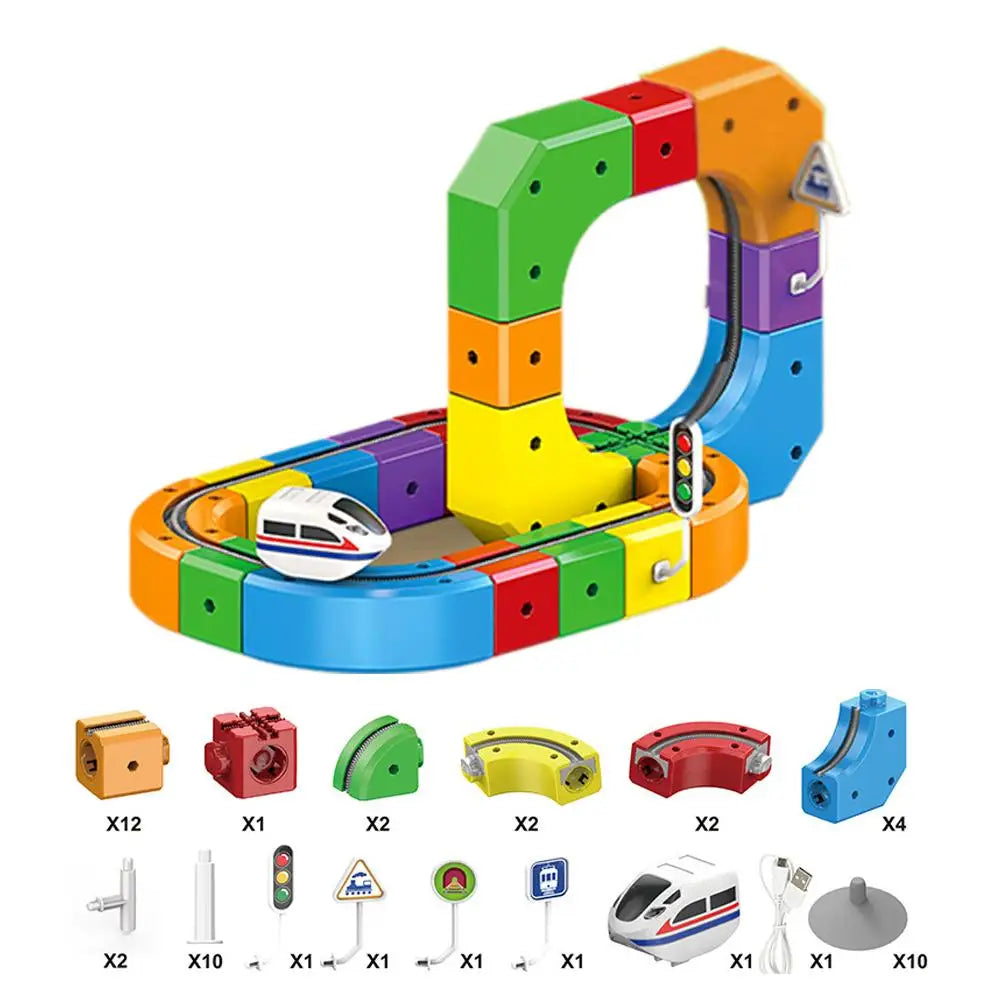 Train Track Building Set – 3D Cube Track