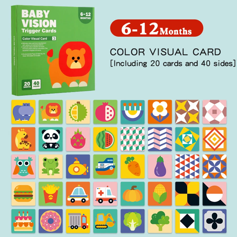 Baby Visual Stimulation Cards Montessori High Contrast Flash Cards