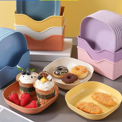 10-Piece Reusable Fruit & Dessert Plates with Built-In Snack Base