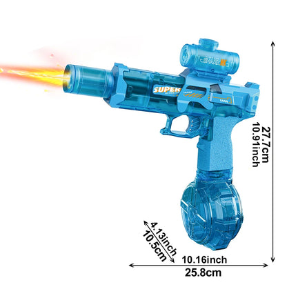 A rechargeable water blaster made for exciting pool, beach, and outdoor water games.