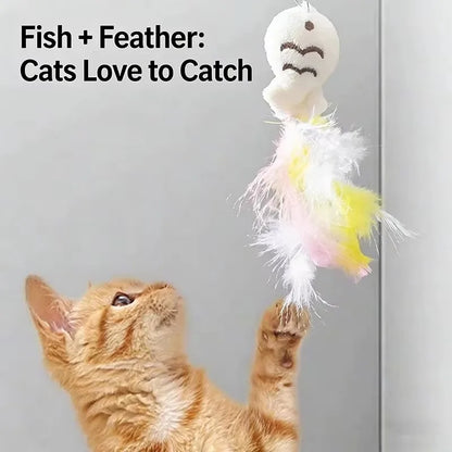 Cat Teaser Wand with Bell & Feather – Interactive Toy
