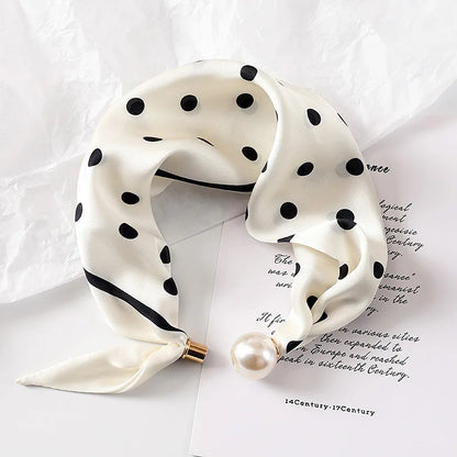 Ladies Elegant Pearl Tail Magnetic Clasp Scarf