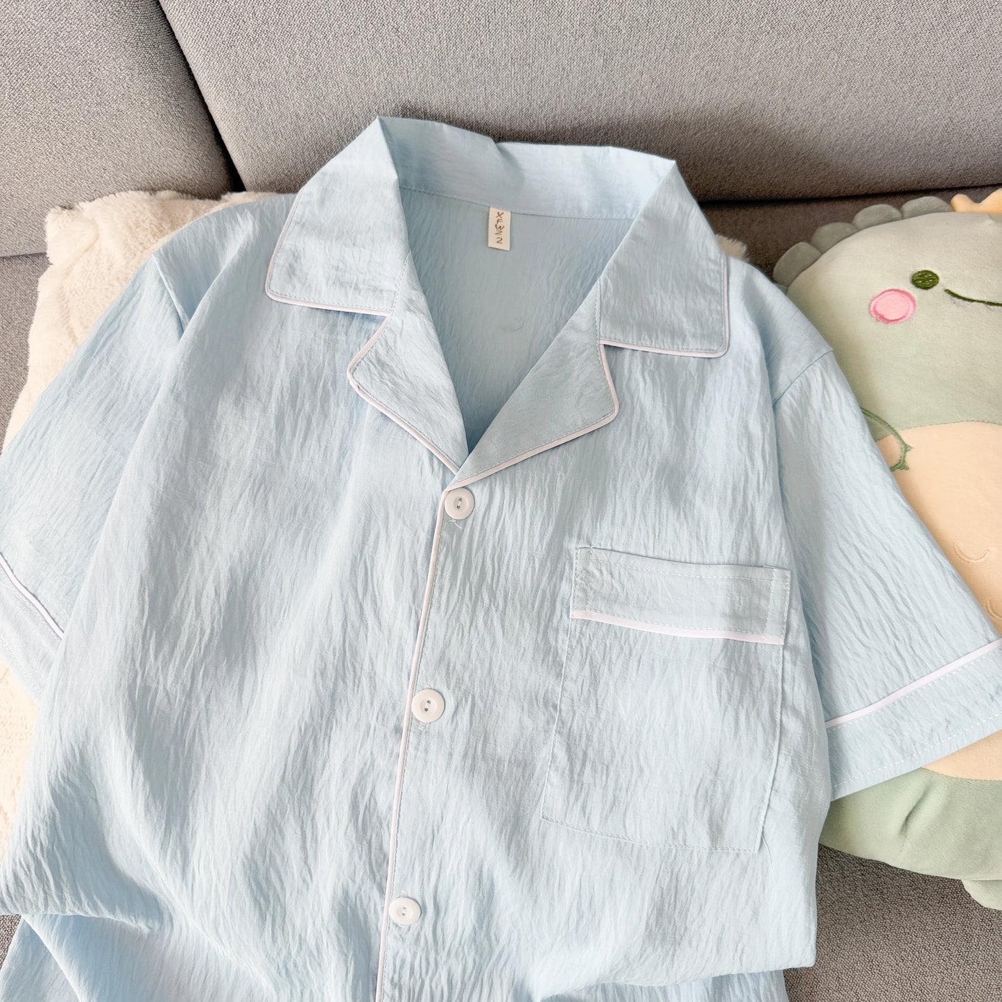 Men's Slim Fit Pajama Set Short Sleeve Summer Loungewear