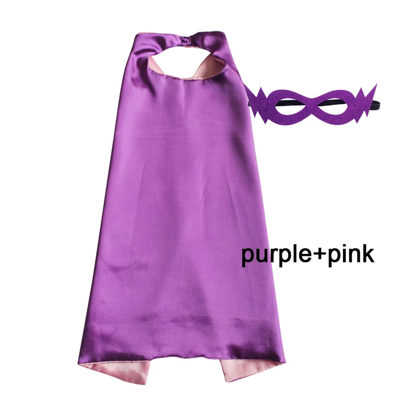 Kids Superhero Cape with Mask Reversible Satin Costume