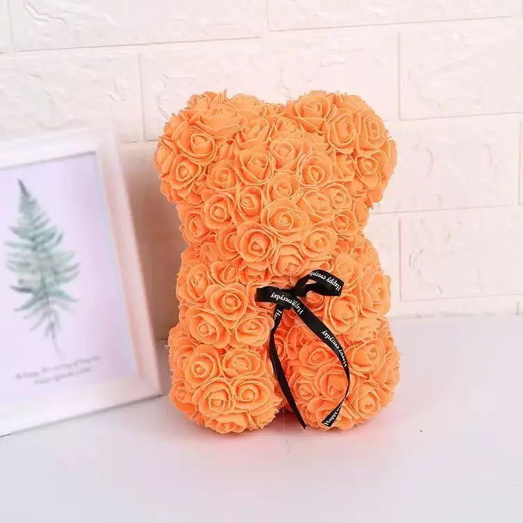 Rose Bear Gift 25cm Artificial Teddy Rose Bear with Box