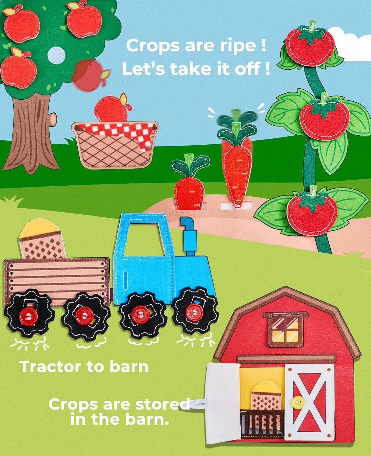 Farm Busy Book Montessori Animal Activity Board for Toddlers