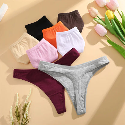 Women's Cotton Thong Panties 4PCS Seamless Low Rise Set