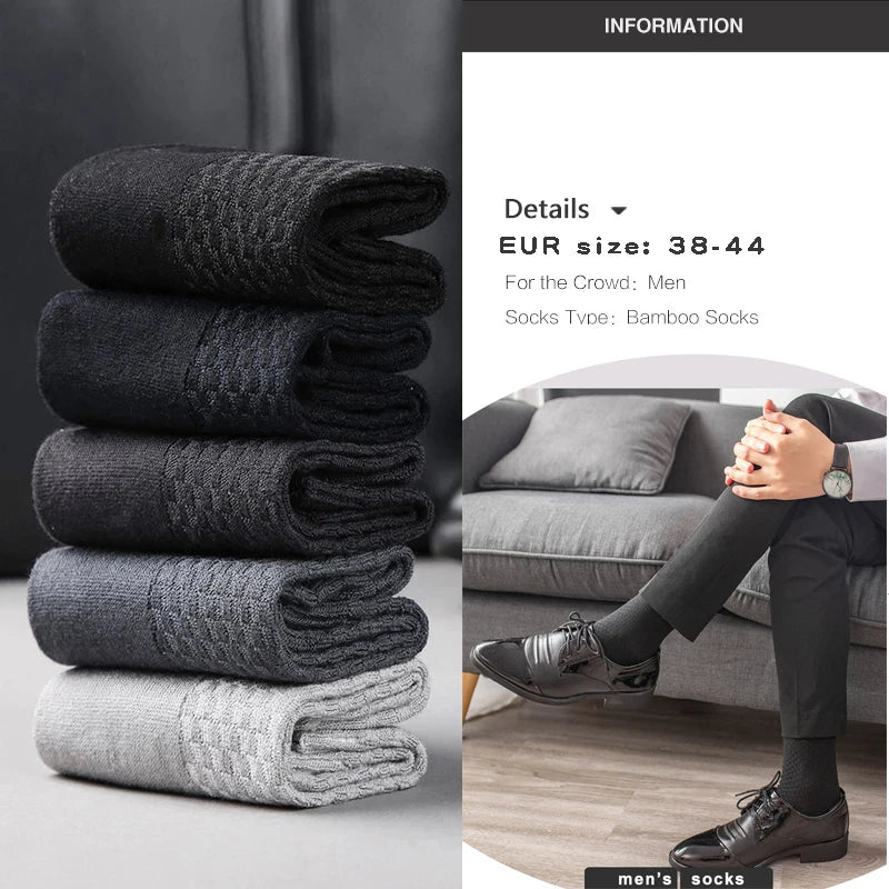 Bamboo Fiber Crew Socks Men's Breathable Business Socks