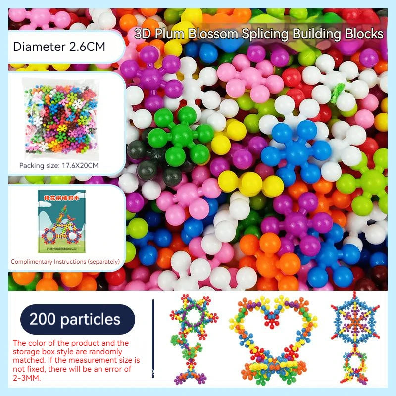 Plum Blossom Building Blocks Colorful Snowflake STEM Construction Toy