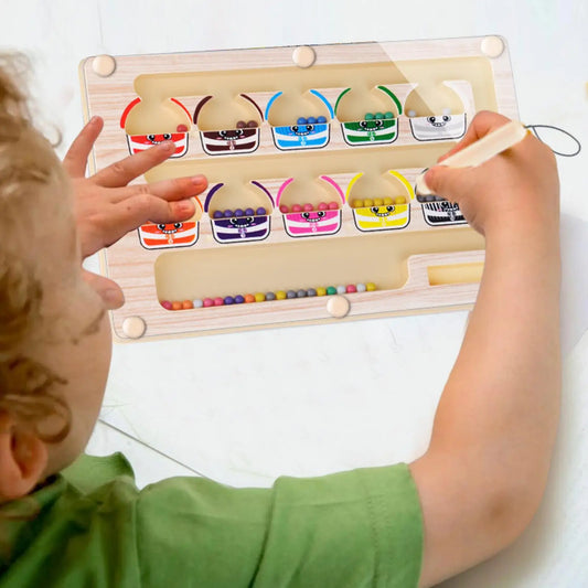 Montessori Magnetic Color Sorting Maze Wooden Number Board