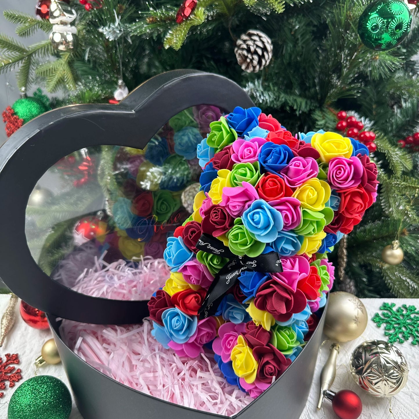 Rose Bear Gift 25cm Artificial Teddy Rose Bear with Box