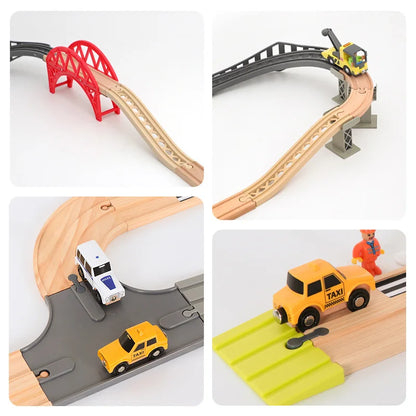 All Kinds of Plastic Wooden Train Tracks Accessories Bridge Vocal Tracks Fit for Brand Wood Tracks Railway Toys for Kids Gifts