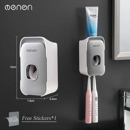 Wall-Mounted Toothpaste Dispenser – Punch-Free Toothbrush Holder