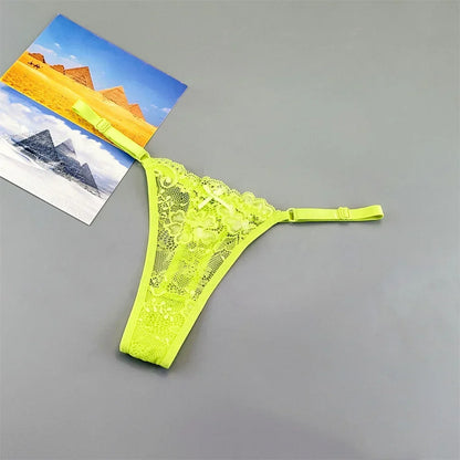 Women's Lace Thong Panties 3PCS Adjustable Low Rise Set