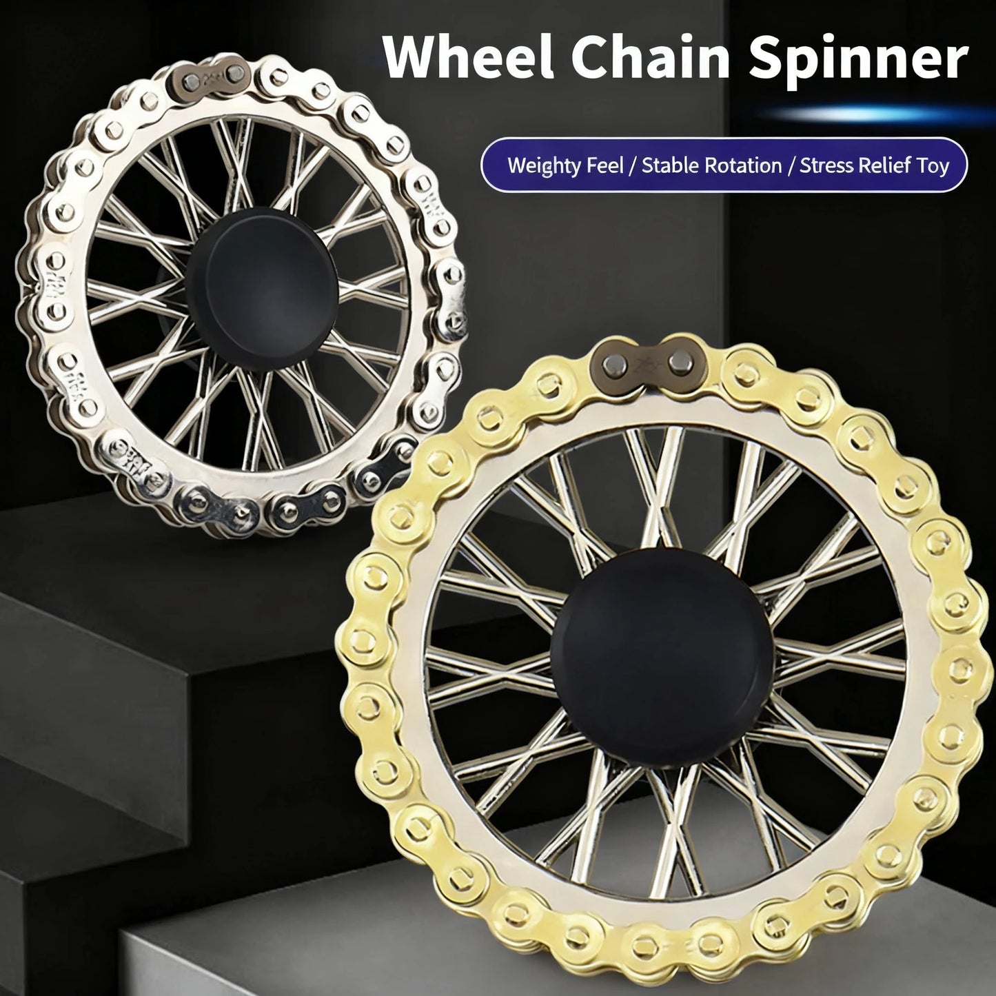 Metal Fidget Spinner – Gear & Bike Chain Fingertip Spinner